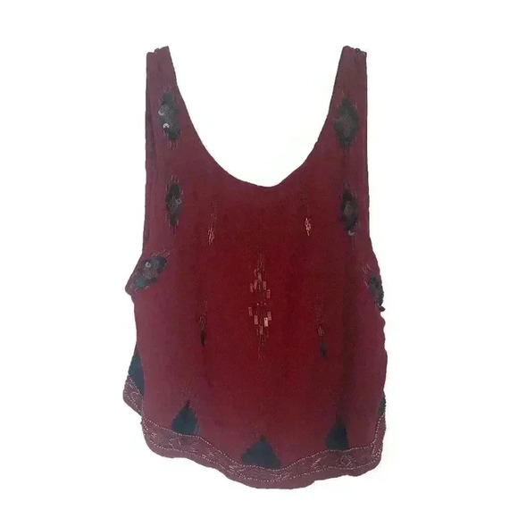 Free People Bad Girls Do it Well Rust Orange Embellished Tank Boho Chic Size XS - Picture 4 of 12